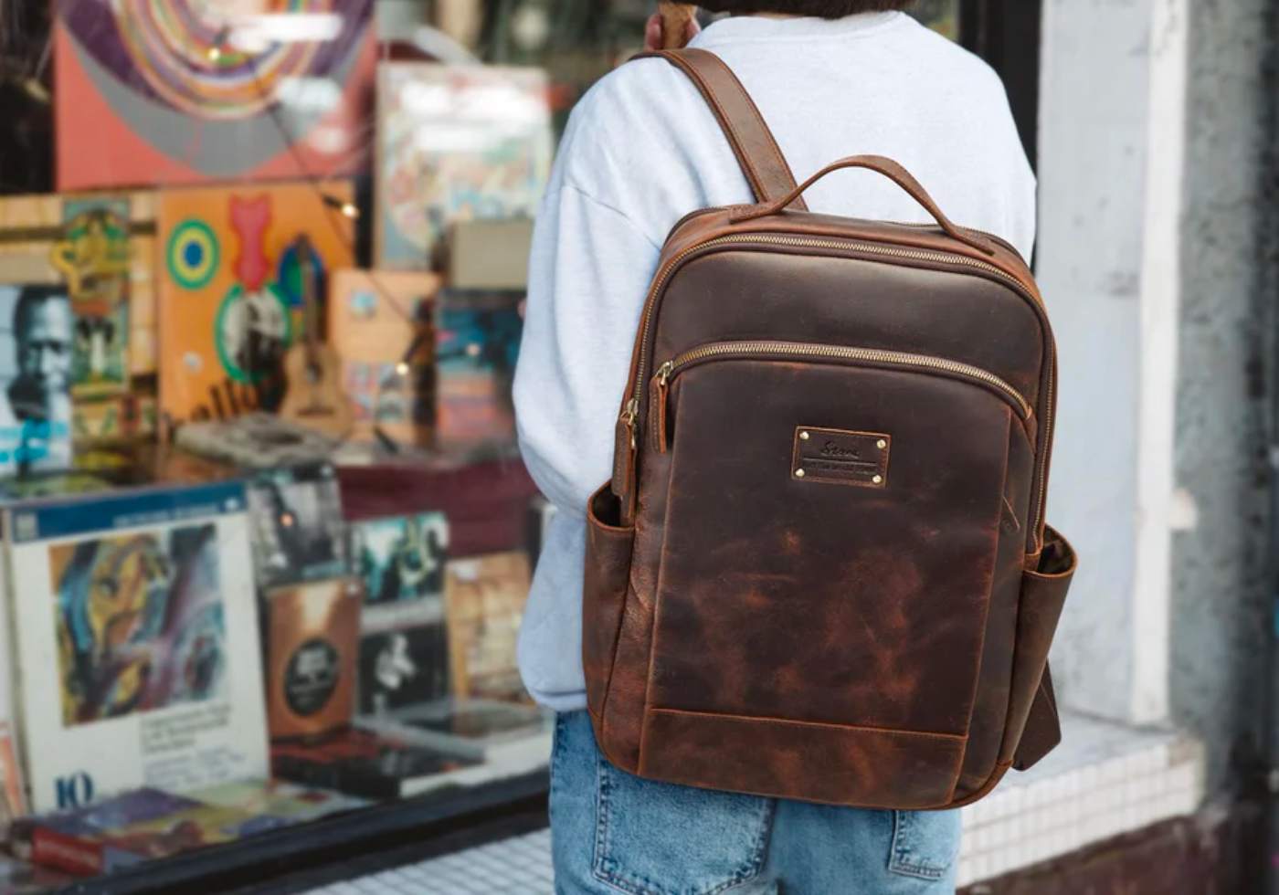 Get Set Globe 7 Best Leather Backpacks - S-ZONE Vintage Genuine Leather Backpack