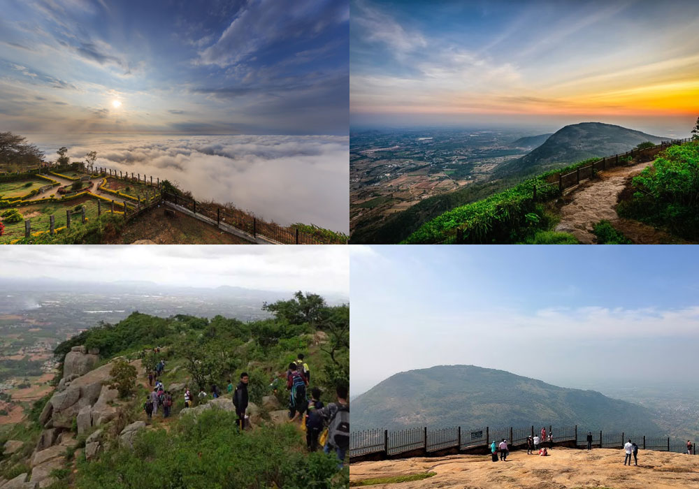 Nandi Hills trek: Hikers enjoying scenic views and outdoor adventure in the hills near Bangalore.